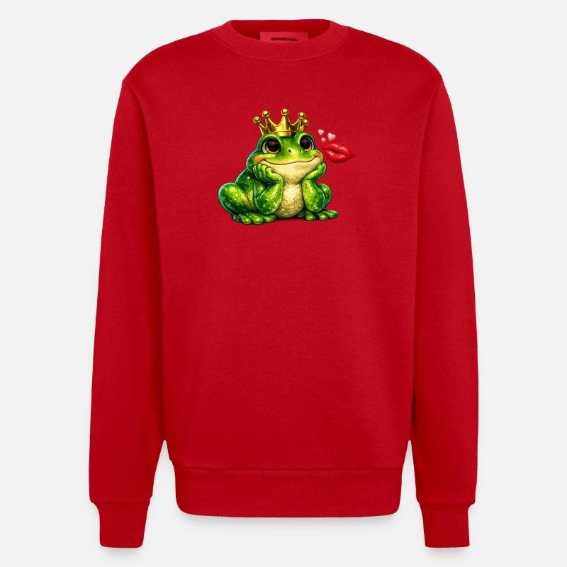 Kronfrosch-Kuss-Design - Heavyweight Oversized Organic Crew Neck Made in EU - Rot