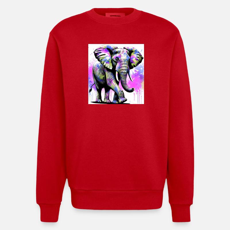 éléphant - Sweat bio épais oversize fabriqué en UE - rouge