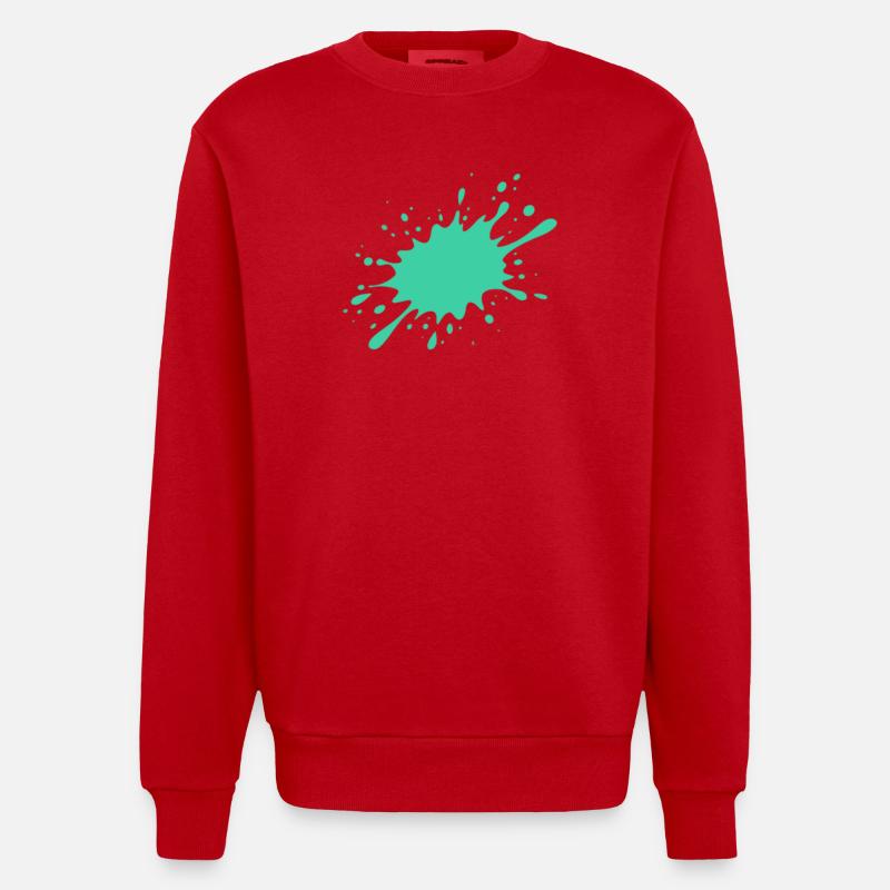 Turquoise paint splash - Heavyweight Oversized Organic Crew Neck Made in EU - red