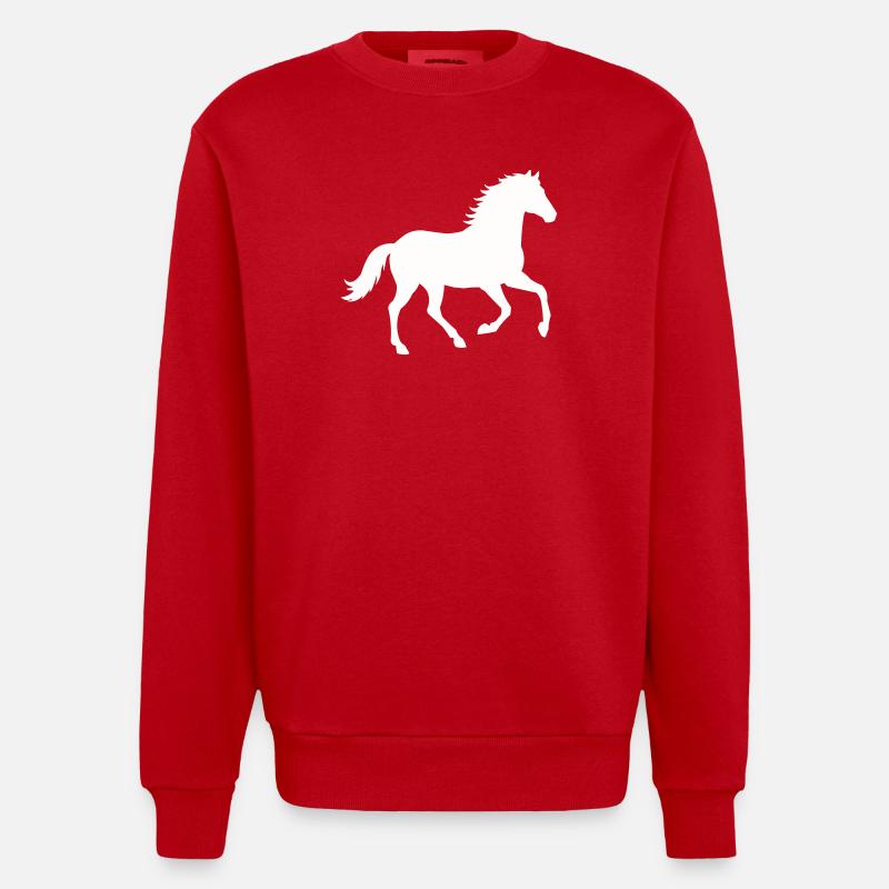 Silhouette d’un cheval sauvage - Sweat bio épais oversize fabriqué en UE - rouge