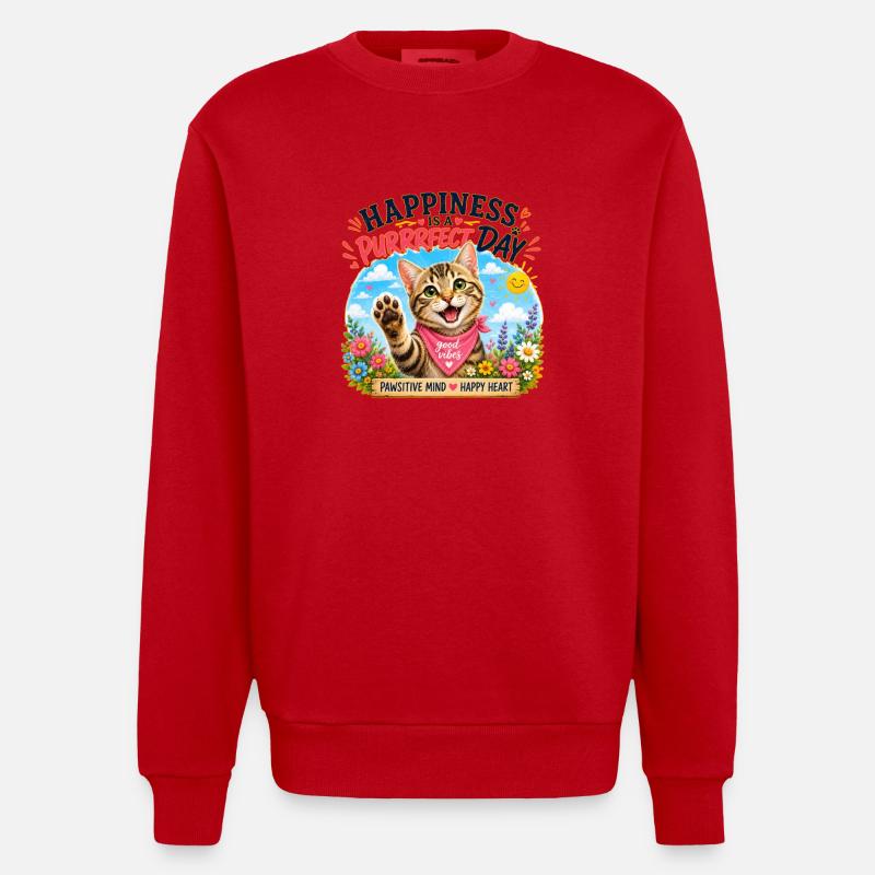 Journée de ronrons parfaite - Sweat bio épais oversize fabriqué en UE - rouge
