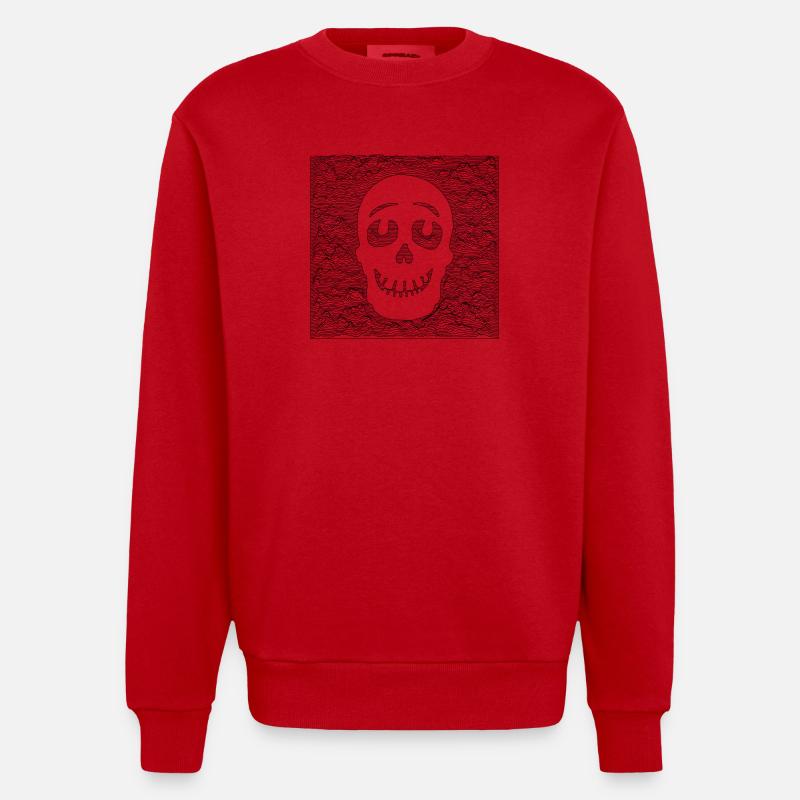 Crâne - Noir - Sweat bio épais oversize fabriqué en UE - rouge