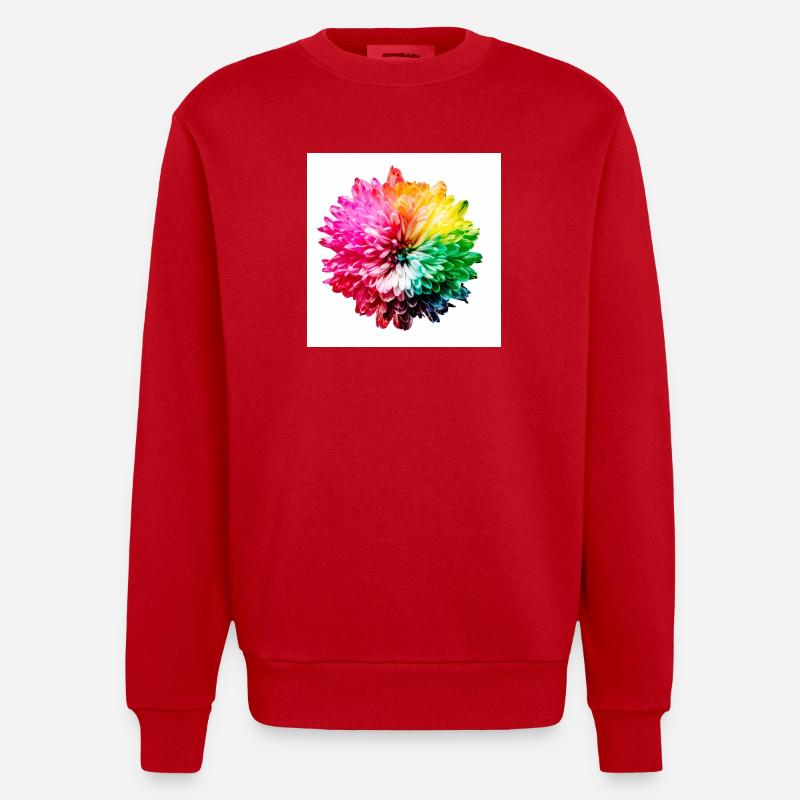 Explosion de la Fleur Arc-en-ciel - Sweat bio épais oversize fabriqué en UE - rouge