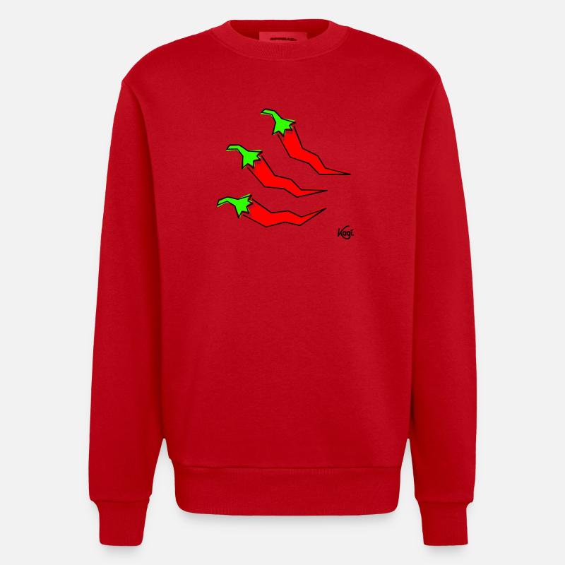 three pepperonis - Heavyweight Oversized Organic Crew Neck Made in EU - red
