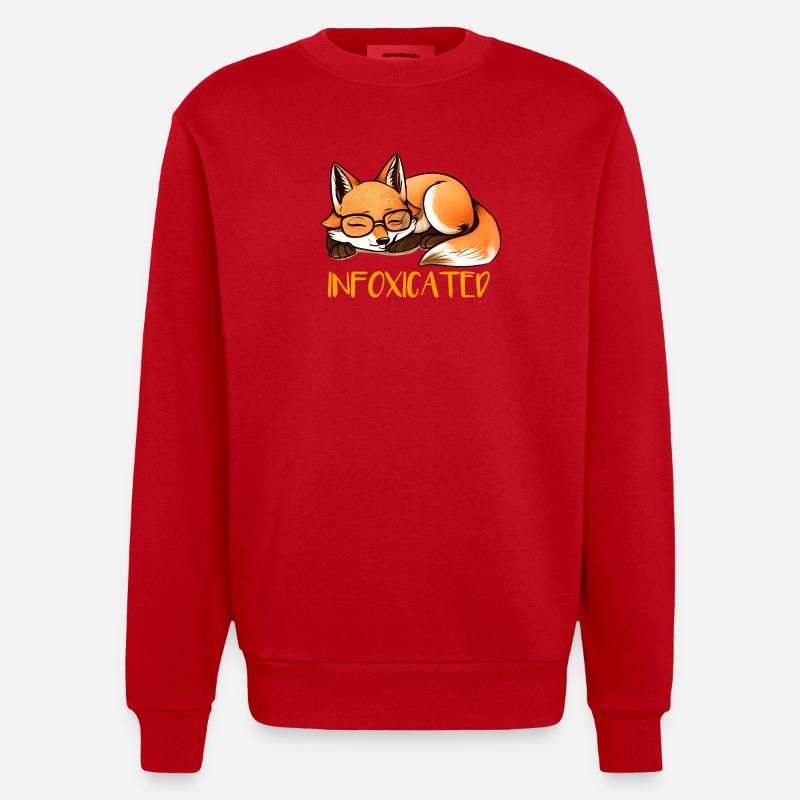 sleeping fox - Heavyweight Oversized Organic Crew Neck Made in EU - red