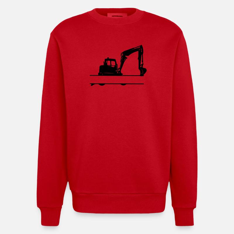 Excavator Custom – Heavy Equipment - Heavyweight Oversized Organic Crew Neck Made in EU - red