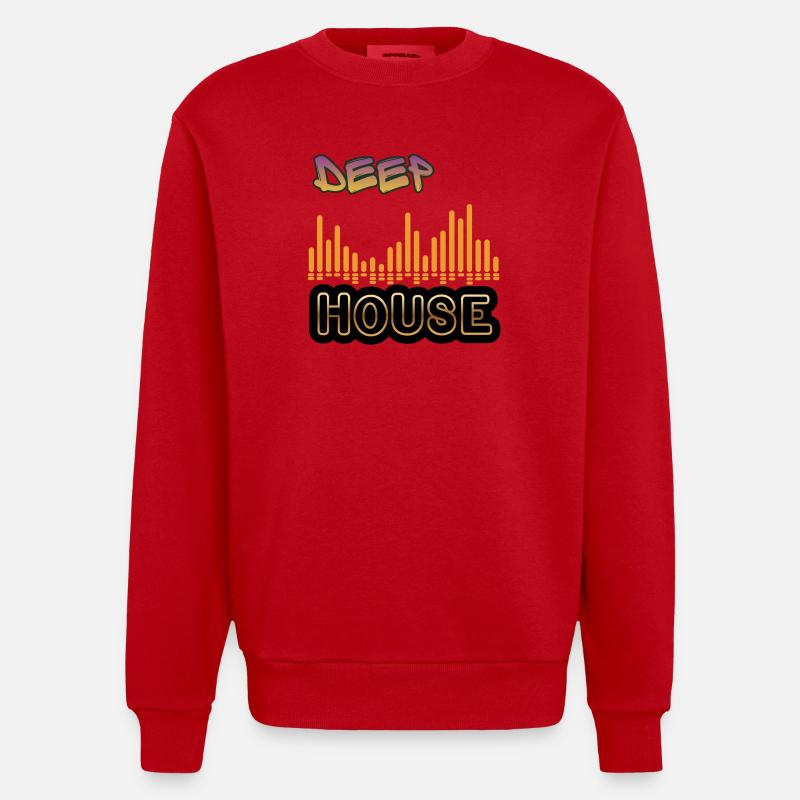 Deep House. - Heavyweight Oversized Organic Crew Neck Made in EU - red