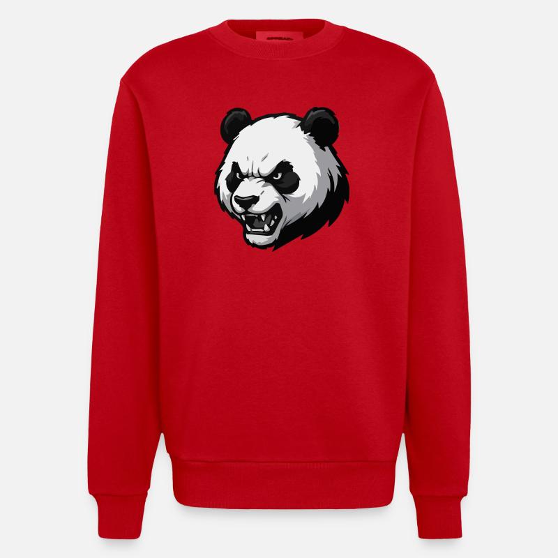 Imprimer vectoriel Angry Panda - Sweat bio épais oversize fabriqué en UE - rouge