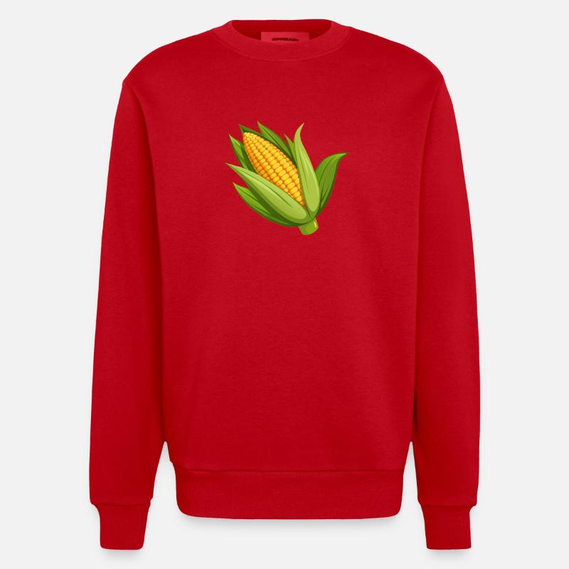 Maïs en épi - Sweat bio épais oversize fabriqué en UE - rouge
