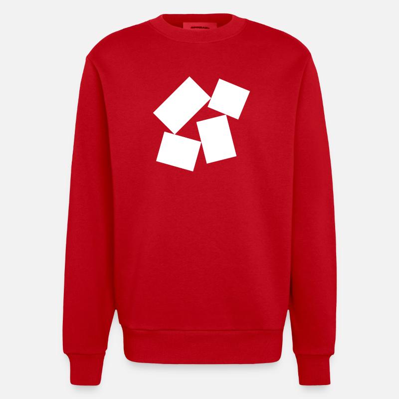 Fette Quadrate-Komposition - Heavyweight Oversized Organic Crew Neck Made in EU - Rot
