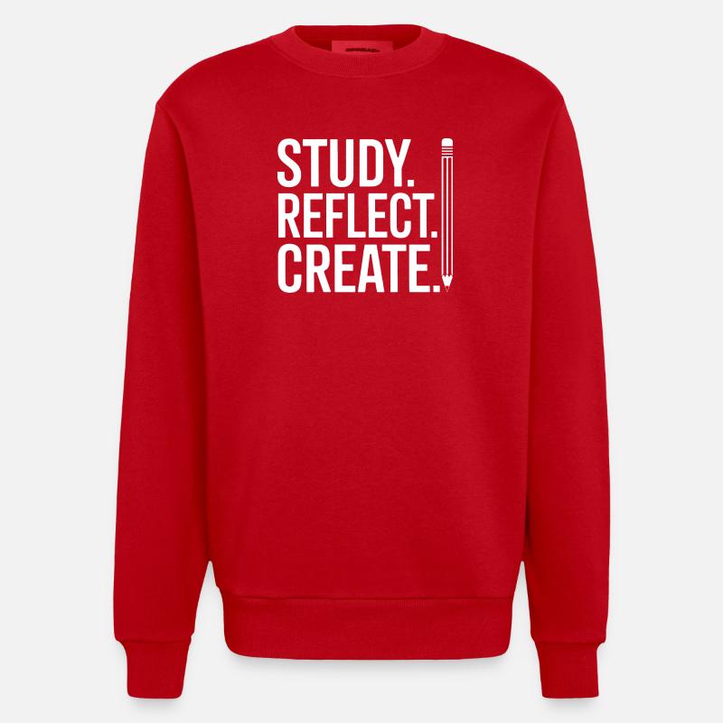 Étudier Réfléter Créer une affiche - Sweat bio épais oversize fabriqué en UE - rouge