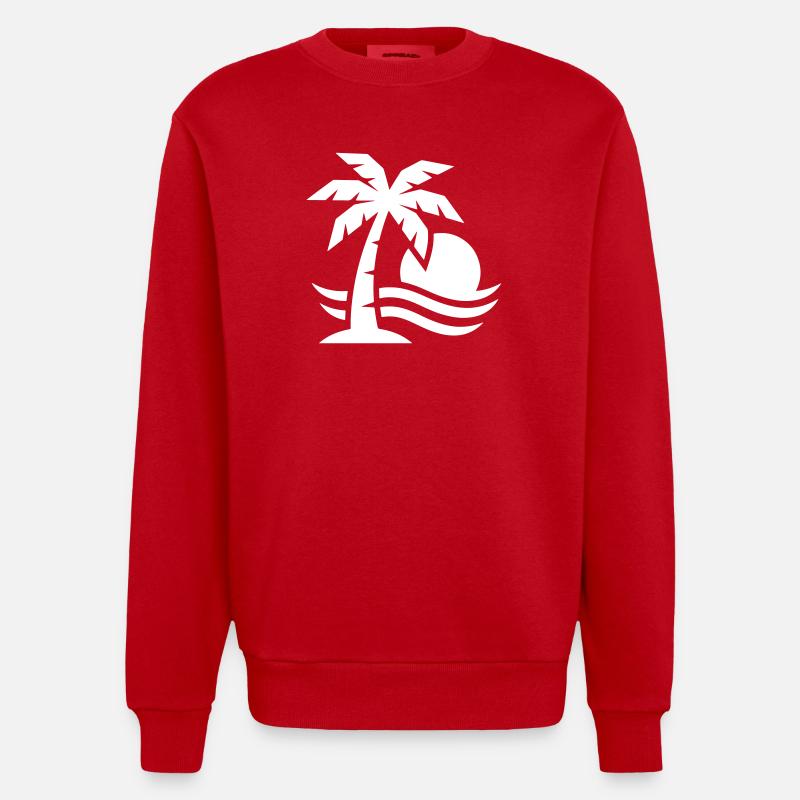 Palm Tree Beach Sun - Sweat bio épais oversize fabriqué en UE - rouge