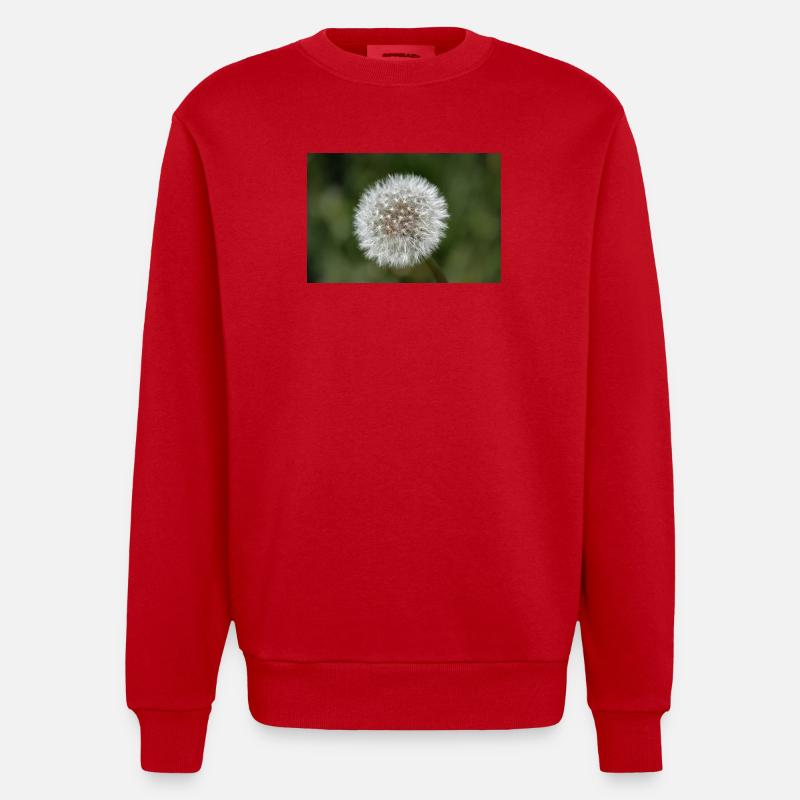 Gros plan d’un pissenlit - affiche. - Sweat bio épais oversize fabriqué en UE - rouge