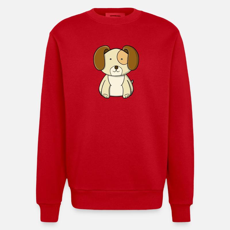 chiot mignon - Sweat bio épais oversize fabriqué en UE - rouge