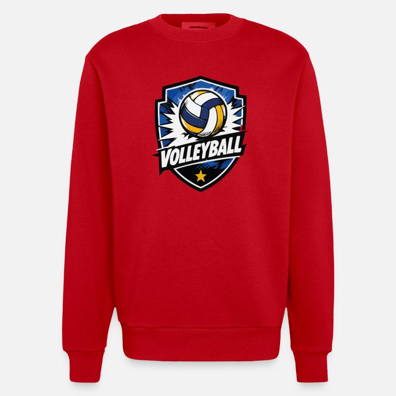 Volleyball Shield Dynamik - Heavyweight Oversized Organic Crew Neck Made in EU - Rot