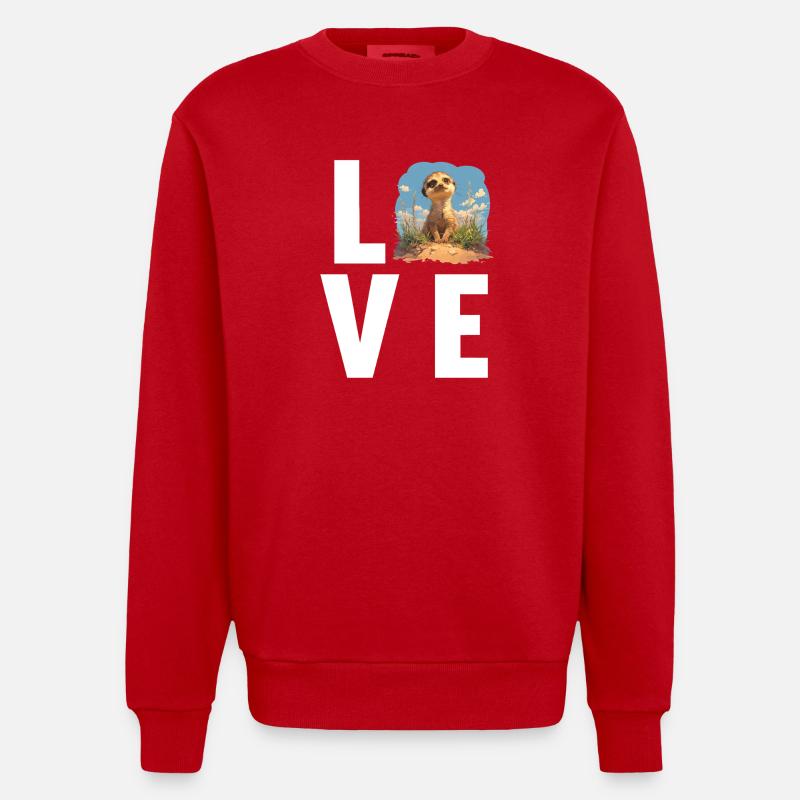 Suricate Erdmännchen - Sweat bio épais oversize fabriqué en UE - rouge