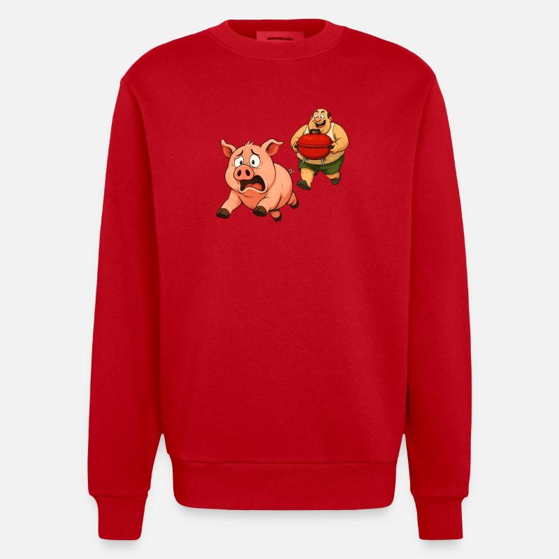 Conception de gril amusante - Sweat bio épais oversize fabriqué en UE - rouge