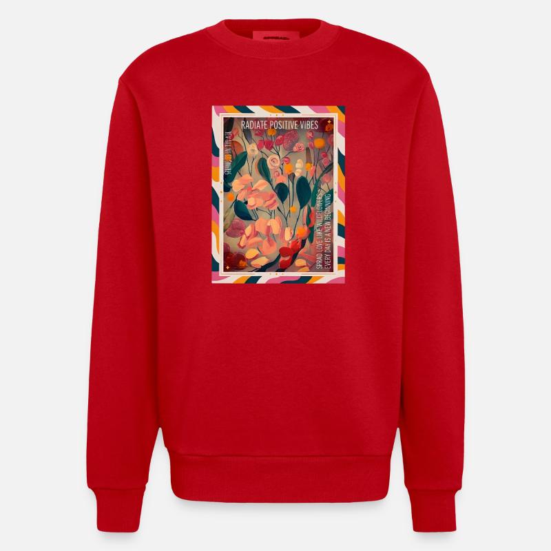 Vibrations florales radieuses - Sweat bio épais oversize fabriqué en UE - rouge
