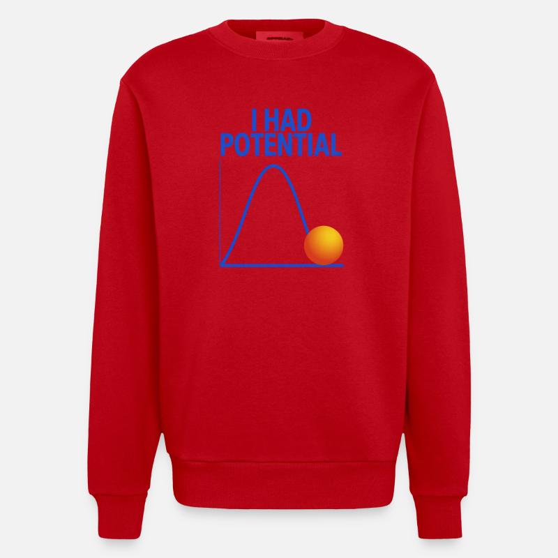 I Had Potential Graphics Physicist Joke - Heavyweight Oversized Organic Crew Neck Made in EU - red