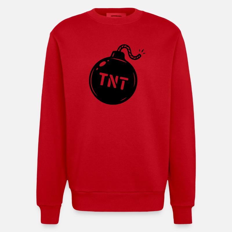 Bomb TNT Symbol - Heavyweight Oversized Organic Crew Neck Made in EU - red