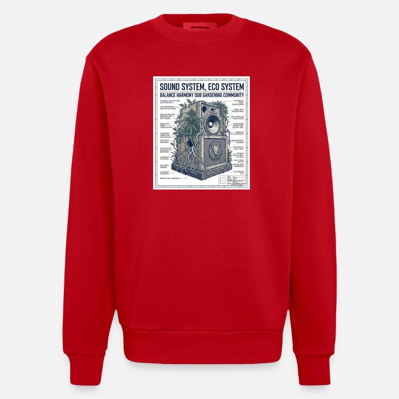 Reggae Soundsystem Eco - Sweat bio épais oversize fabriqué en UE - rouge