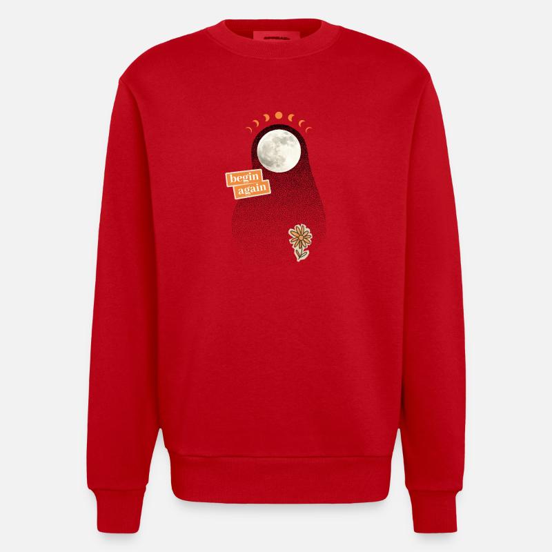 Neuanfang: begin again - Heavyweight Oversized Organic Crew Neck Made in EU - Rot