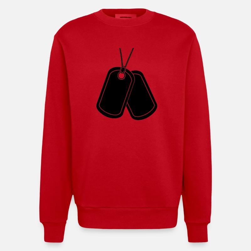 Plaque d’identité - Sweat bio épais oversize fabriqué en UE - rouge