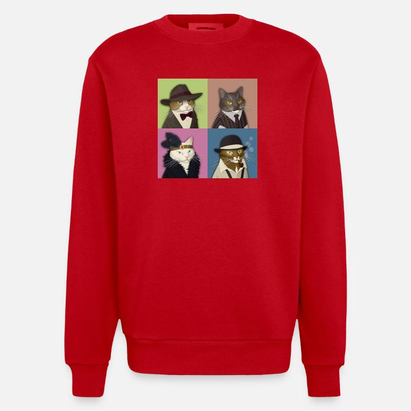 Dapper Cats Quartett - Heavyweight Oversized Organic Crew Neck Made in EU - Rot