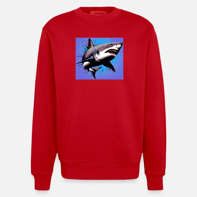 Requin - Sweat bio épais oversize fabriqué en UE - rouge