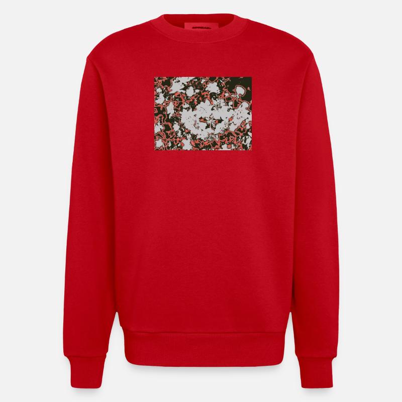 Red Nebula Abstract Pattern - Heavyweight Oversized Organic Crew Neck Made in EU - red