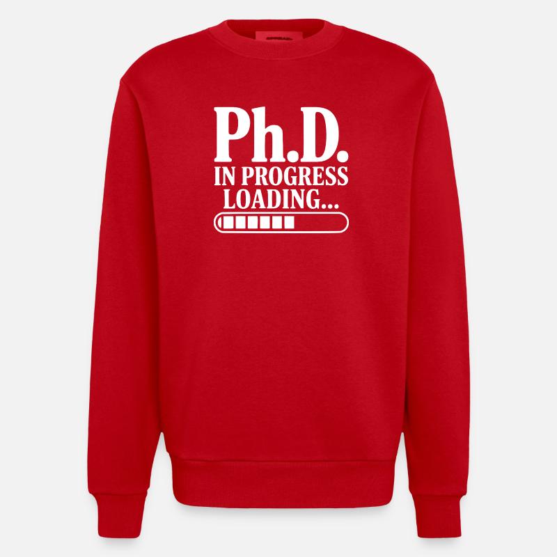 Ph.D. In Progress Loading... - Heavyweight Oversized Organic Crew Neck Made in EU - red