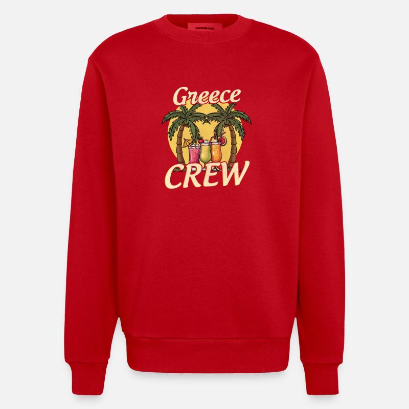 Équipage Grèce - Sweat bio épais oversize fabriqué en UE - rouge