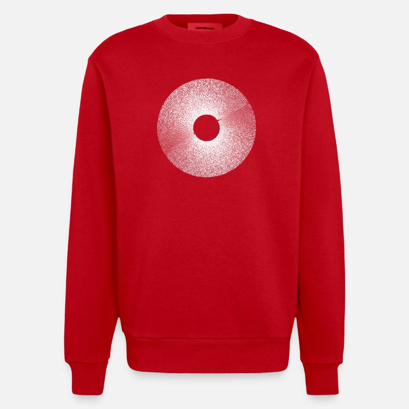Iris Ringburst Radial Pattern - Heavyweight Oversized Organic Crew Neck Made in EU - red