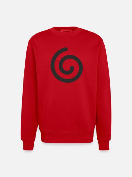 Spiral – Minimalist Symbol Design - Heavyweight Oversized Organic Crew Neck Made in EU - red