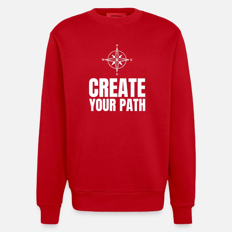Create Your Path - Heavyweight Oversized Organic Crew Neck Made in EU - red