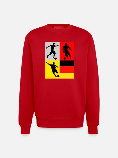 Football Germany Flag Art Four Fields - Heavyweight Oversized Organic Crew Neck Made in EU - red
