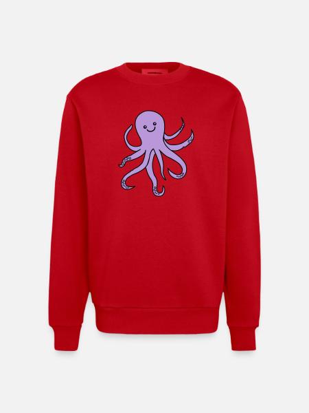 Charme de pieuvre violette - Sweat bio épais oversize fabriqué en UE - rouge