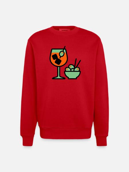 Martini Cocktail Graphic - Heavyweight Oversized Organic Crew Neck Made in EU - red