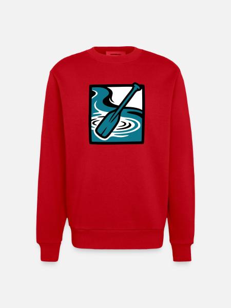 Paddle River Water Icon - Heavyweight Oversized Organic Crew Neck Made in EU - red