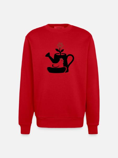 Giesskanne Huhn Nest Grafik - Heavyweight Oversized Organic Crew Neck Made in EU - Rot