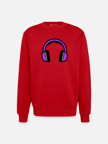 Silhouette musicale des écouteurs - Sweat bio épais oversize fabriqué en UE - rouge