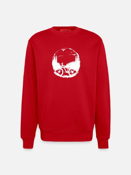 Mountain Biker Illustration - Heavyweight Oversized Organic Crew Neck Made in EU - red