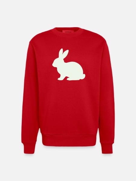 Silhouette délicate du lapin - Sweat bio épais oversize fabriqué en UE - rouge