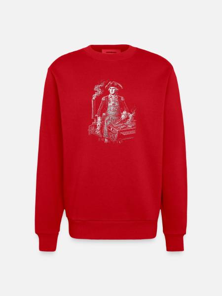 George Washington Grilling BBQ - Heavyweight Oversized Organic Crew Neck Made in EU - red
