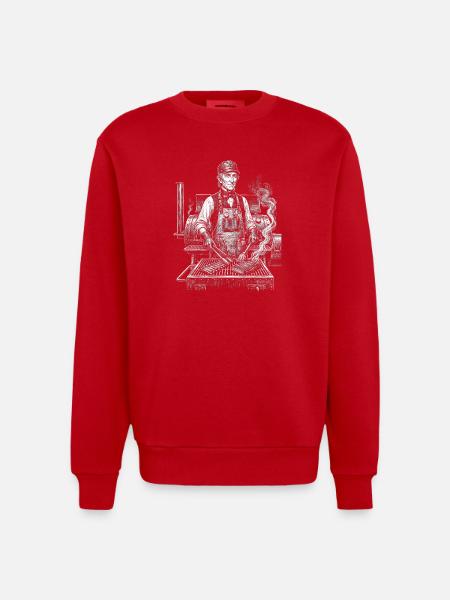 John Tyler grilling - Heavyweight Oversized Organic Crew Neck Made in EU - red