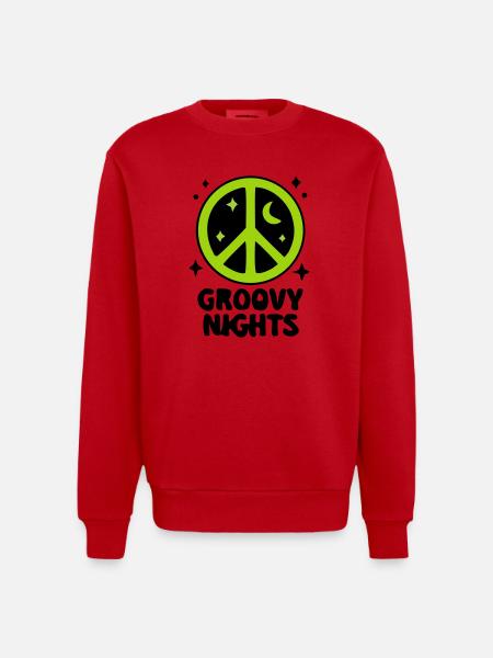 Groovy Peace Zeichen Logo - Heavyweight Oversized Organic Crew Neck Made in EU - Rot
