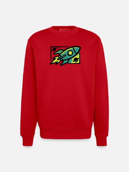 Rocket Graffiti Graphic - Heavyweight Oversized Organic Crew Neck Made in EU - red