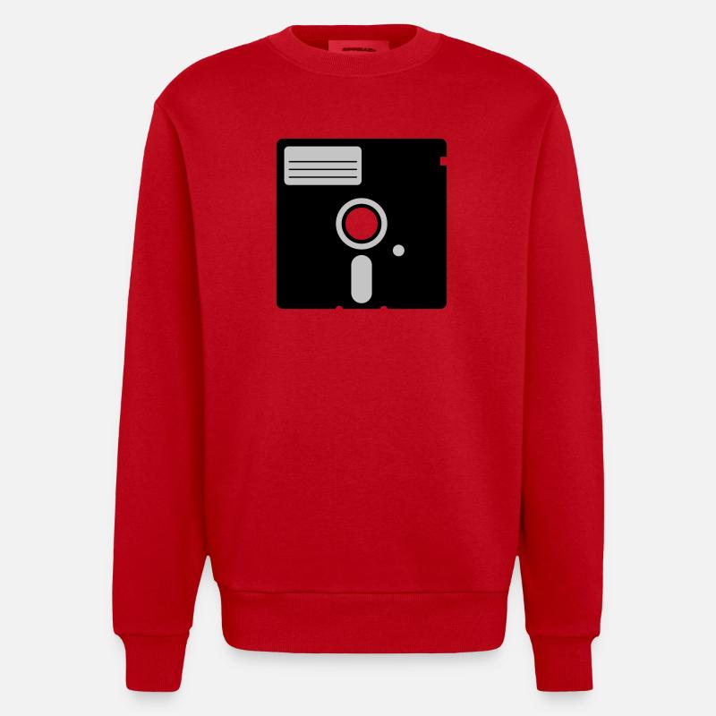 retro floppy disk - Sweat bio épais oversize fabriqué en UE - rouge