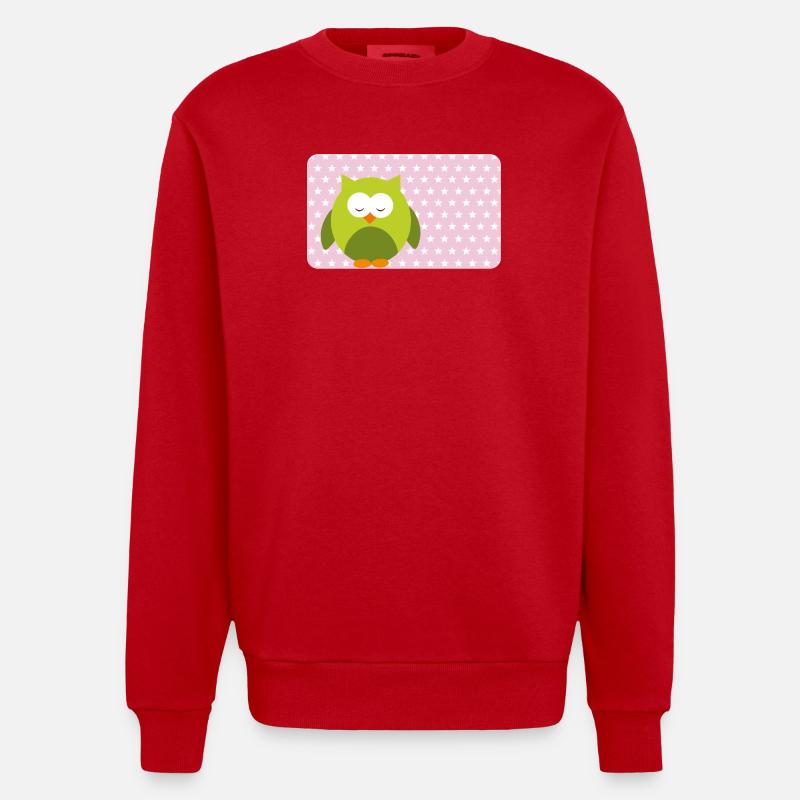 Lustige Eule mit Sternchen rosa | personalisierbar - Heavyweight Oversized Organic Crew Neck Made in EU - Rot
