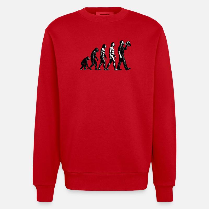 Evolution zum Biertrinker Grunge Design - Heavyweight Oversized Organic Crew Neck Made in EU - Rot